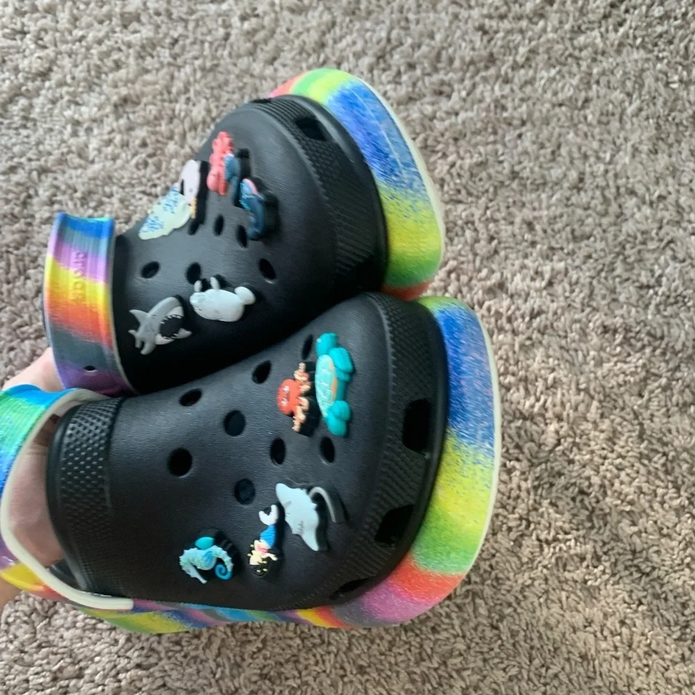 Crocs Multi Spray Dye Platform Clogs Sandals